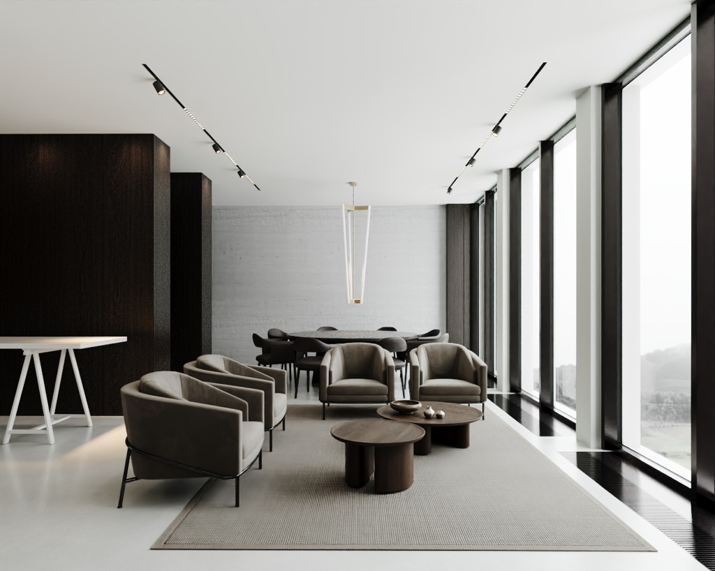 Clear Protocol — lounge seating with landscape glazing
