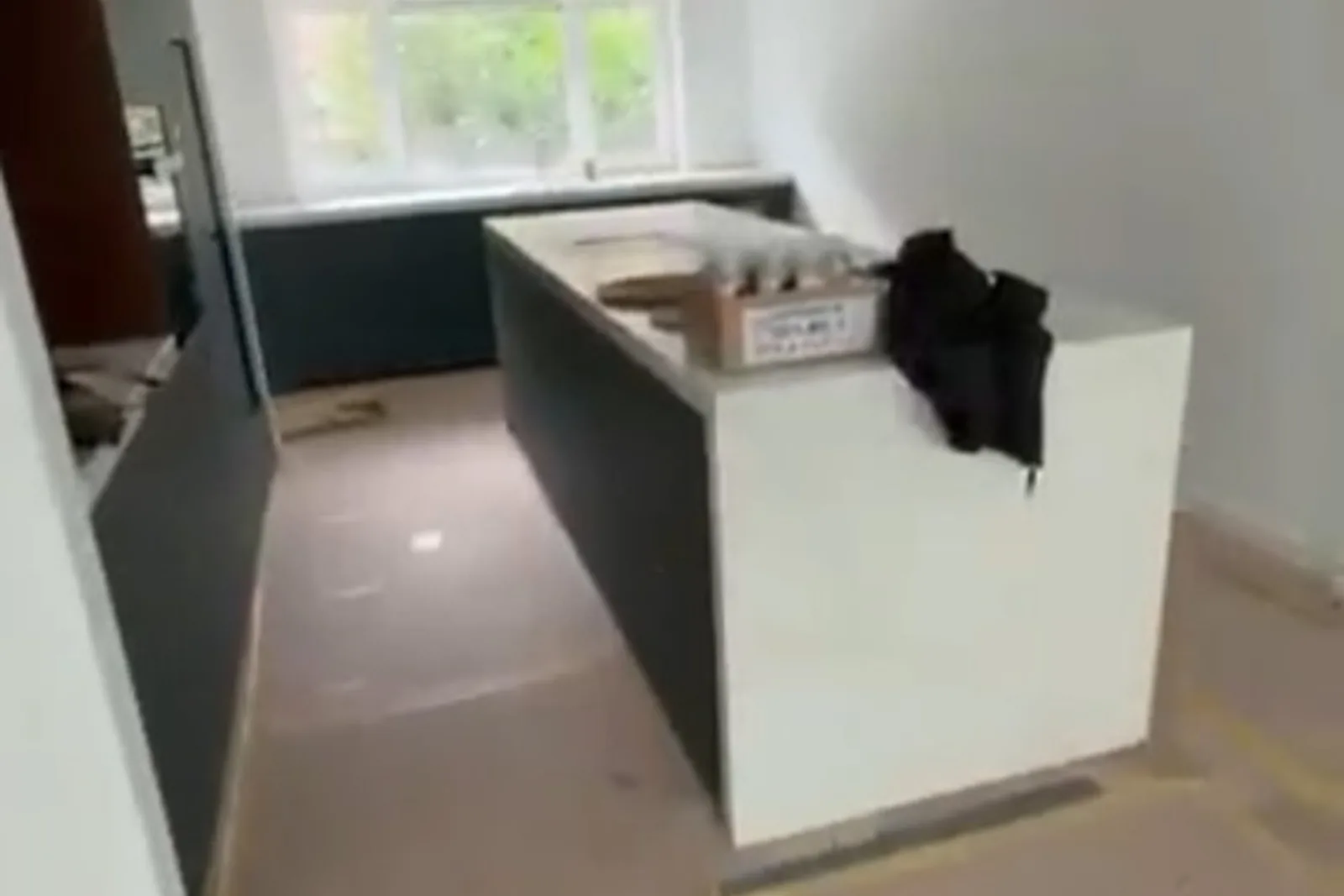 Ink Soft — charcoal island with white waterfall top